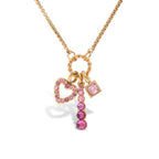 Collana cuore pink in acciaio con piccoli pendenti