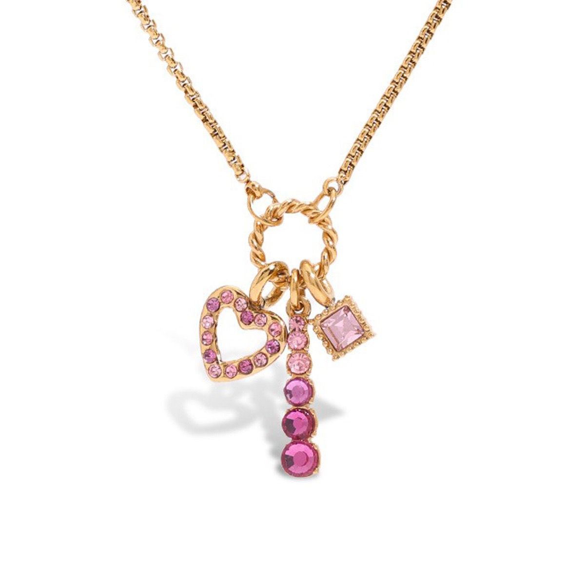 Collana cuore pink in acciaio con piccoli pendenti
