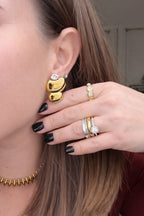 Orecchino Aurea in Acciaio con Zircone in pietra naturale