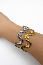 Bracciale Onda in acciaio e zirconi