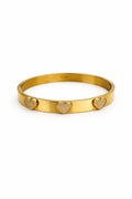 Bracciale tre cuori con chiusura a manetta in acciaio e zirconi