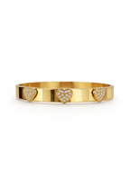 Bracciale tre cuori con chiusura a manetta in acciaio e zirconi
