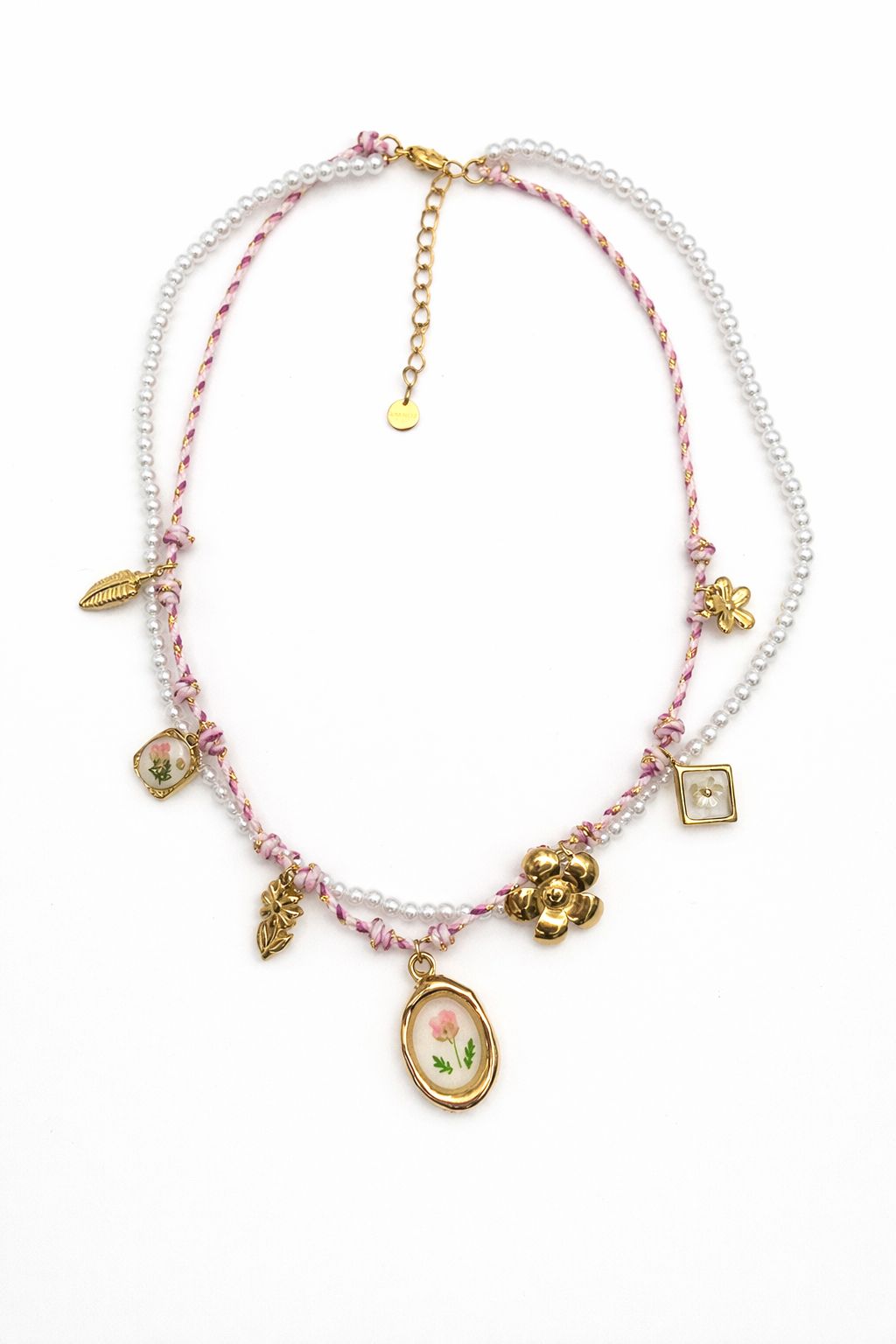 Collana Primavera doppia collana con perle e ciondoli