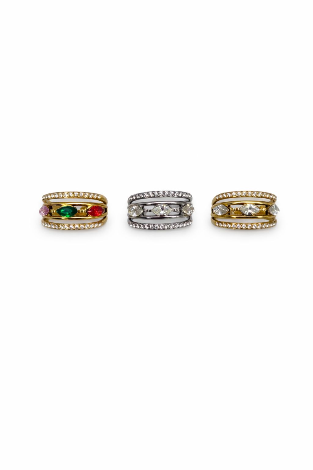 Anello Shine in acciaio e zirconi