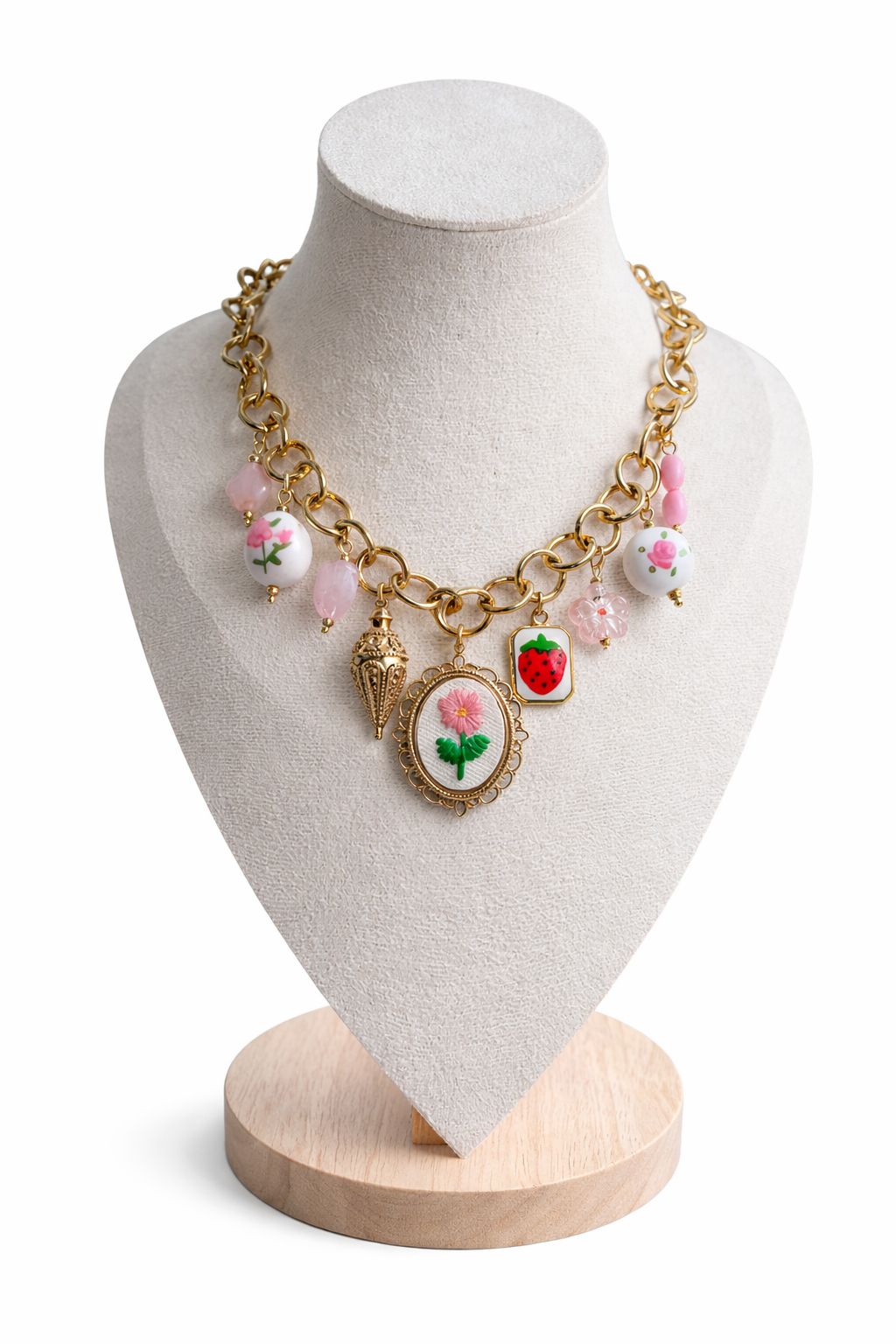 Collana Margherita in acciaio con Charm pendenti