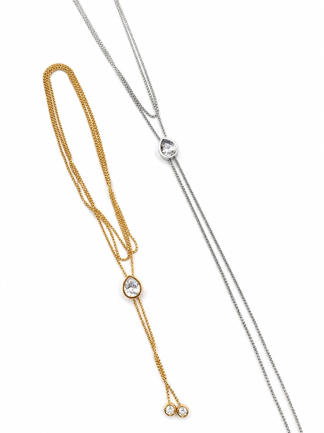 Collana Goccia Saliscendi in acciaio 90cm