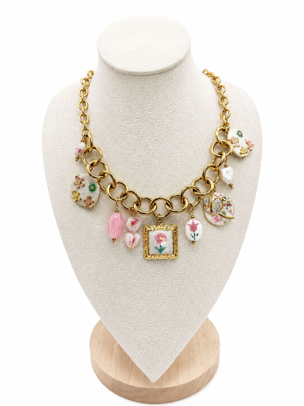 Collana Margherita in acciaio con Charm pendenti