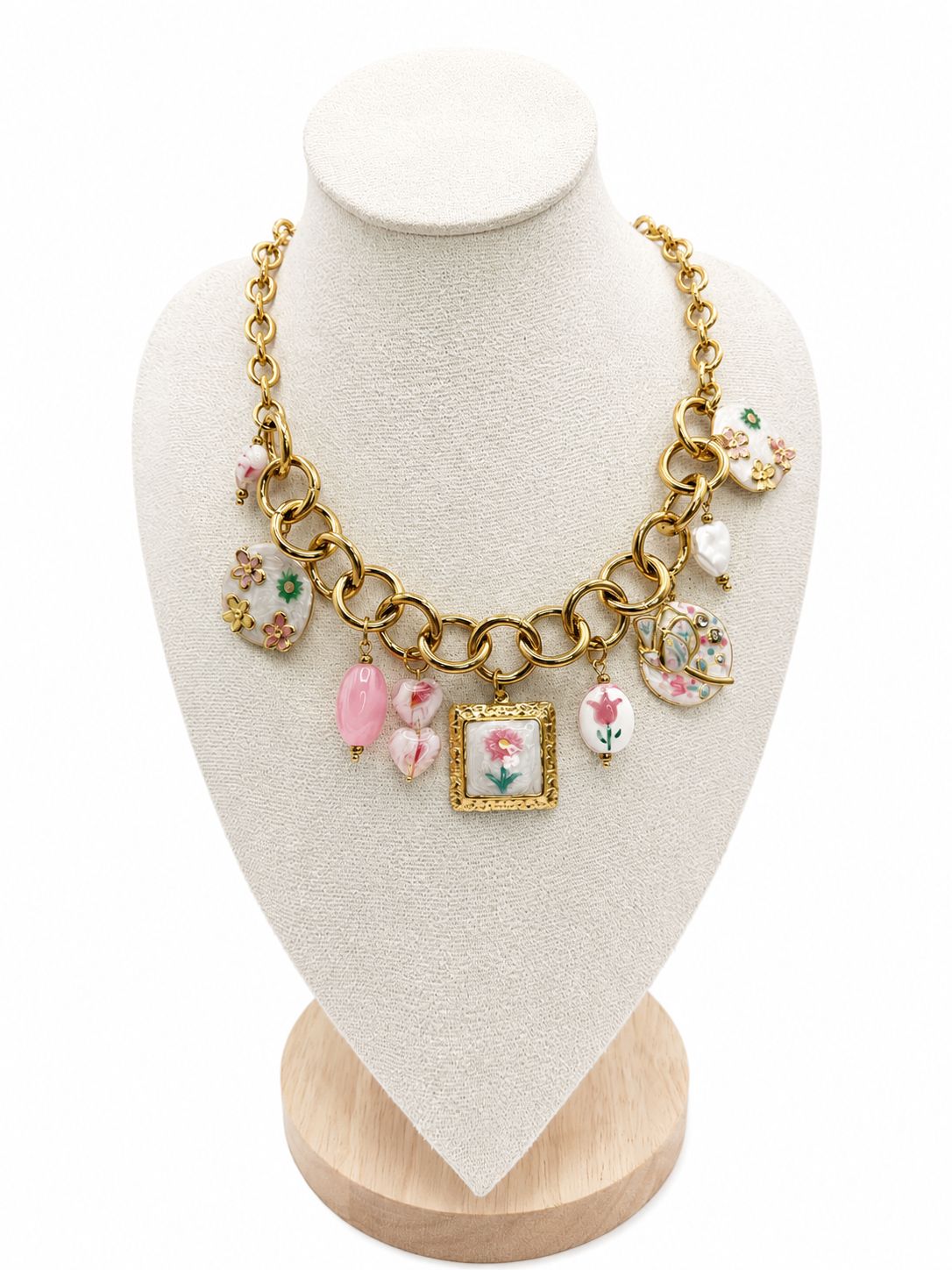 Collana Margherita in acciaio con Charm pendenti
