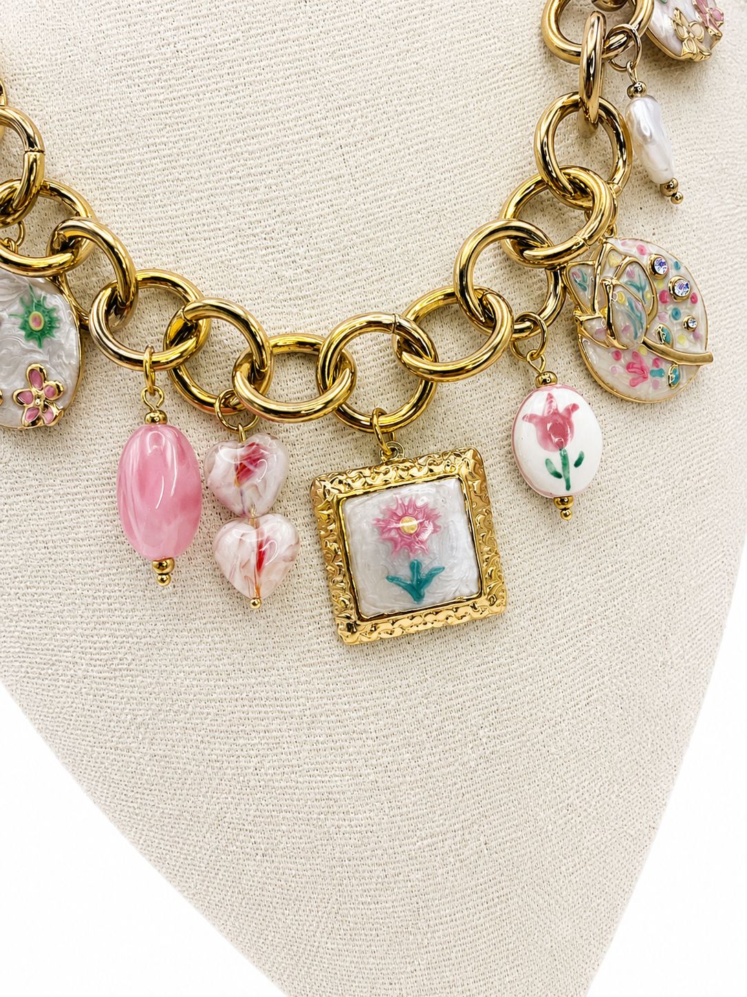 Collana Margherita in acciaio con Charm pendenti