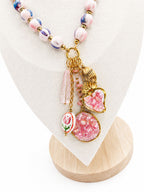 Collana Rosalia perle effetto ceramica e acciaio