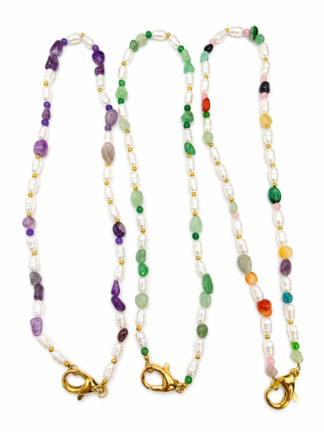 Collana Perlina con moschettone apribile in acciaio