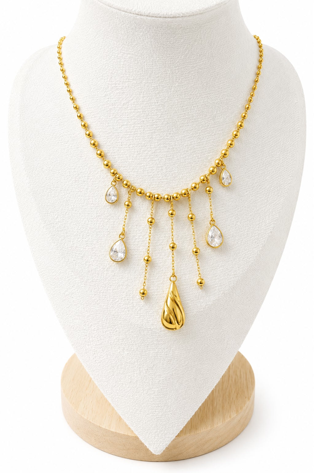Collana Cascata di Gocce in acciaio e cristalli