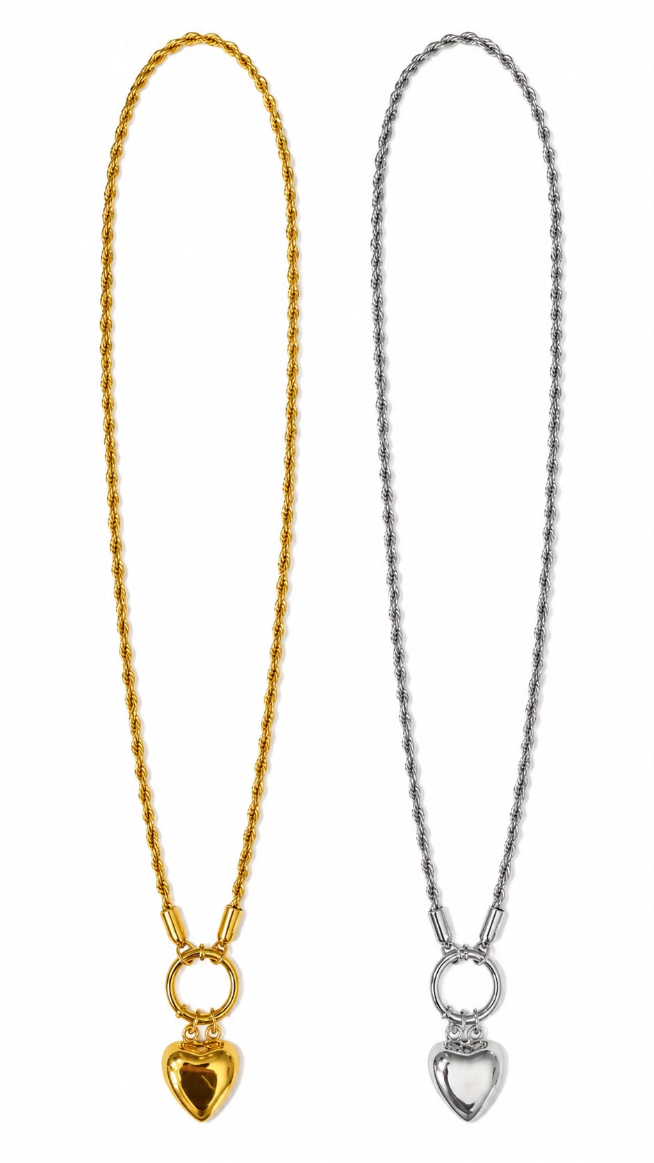 Collana Torchon cuore in acciaio