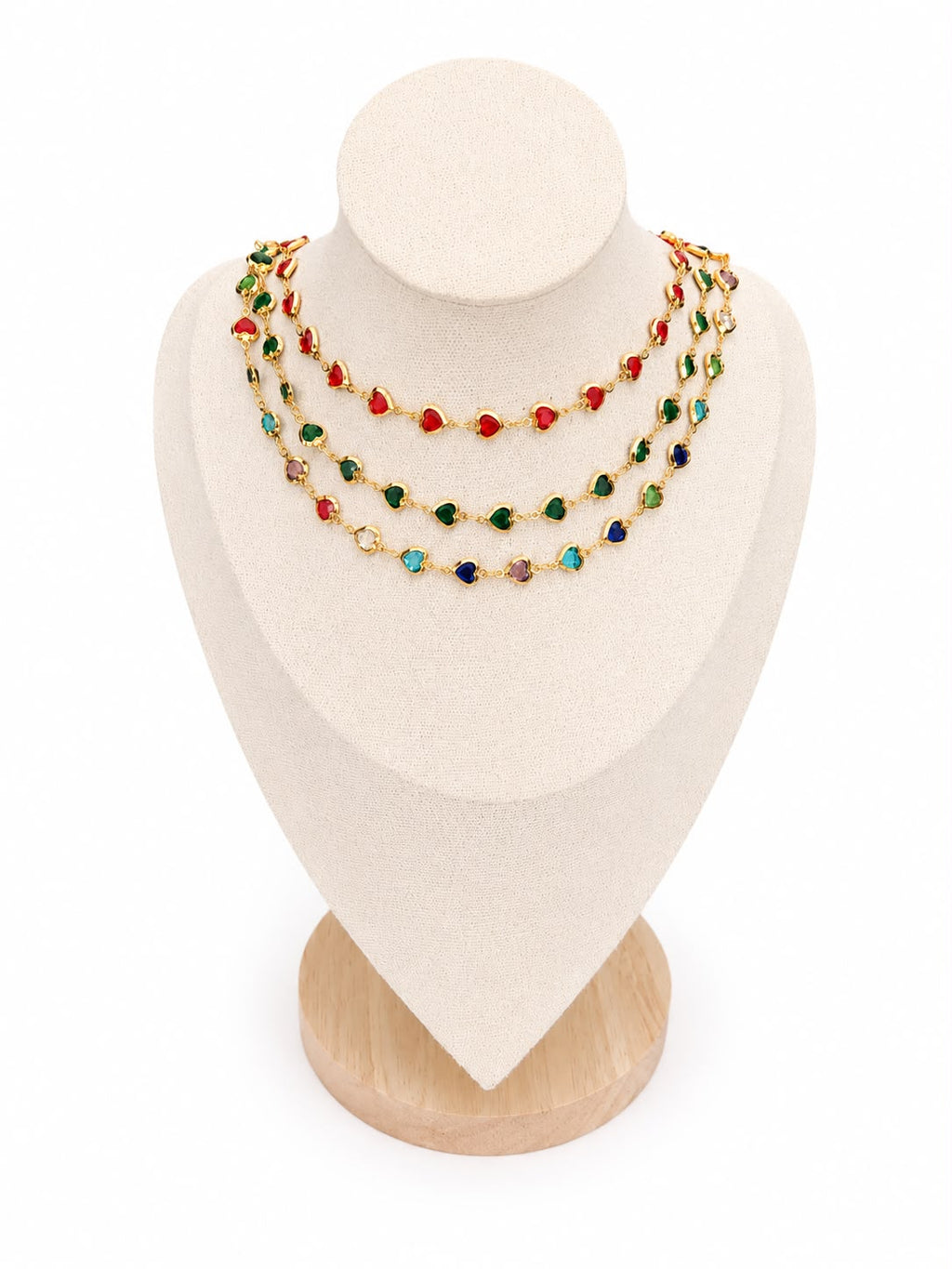 Collana Amorina Cuori Colorati Acciaio Dorata Gold