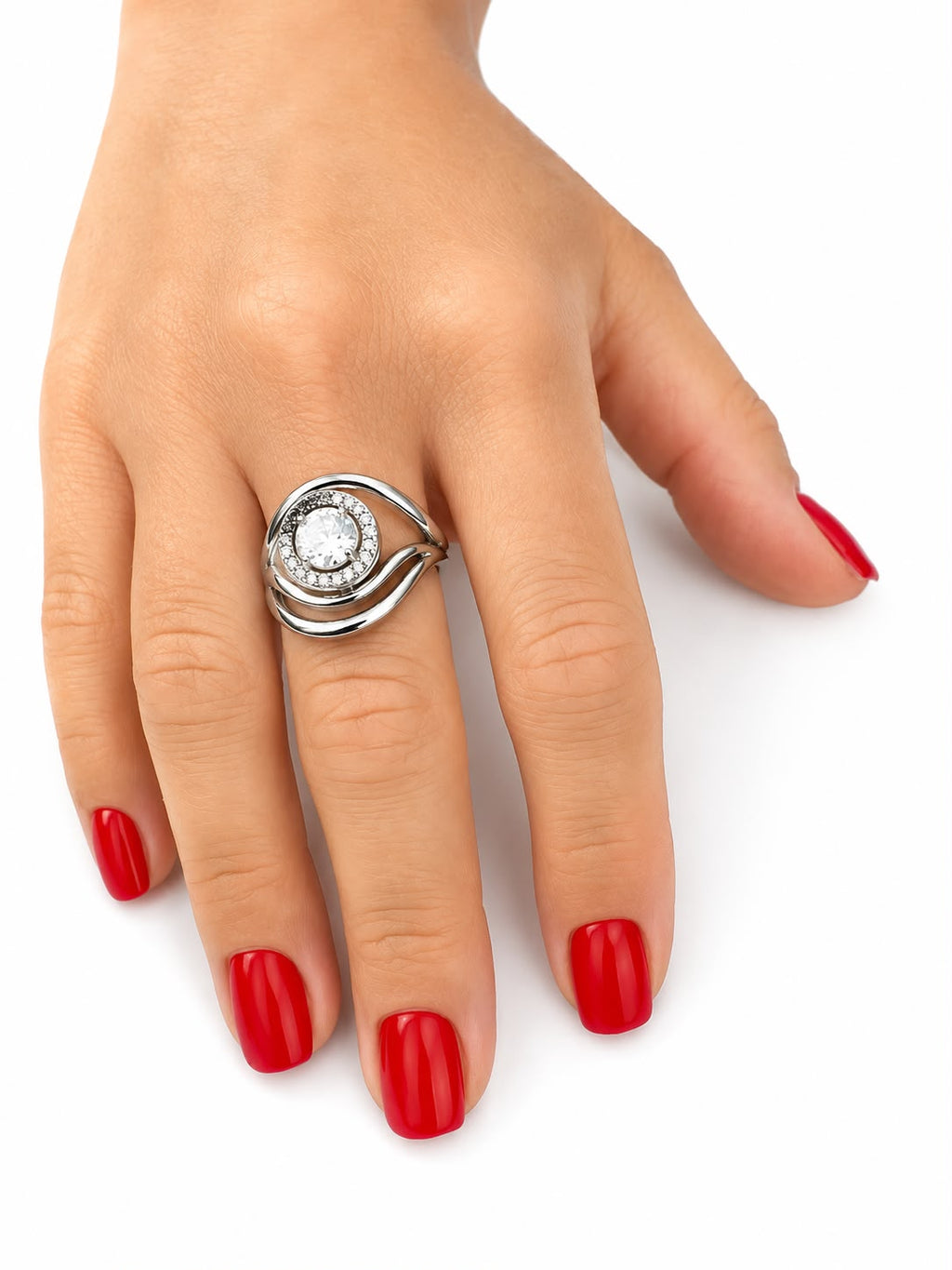 Anello Armonia in acciaio e zirconi