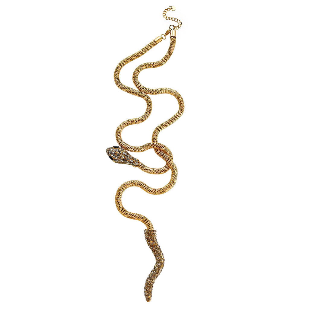 Collana Serpente Gold in acciaio 316L e zirconi