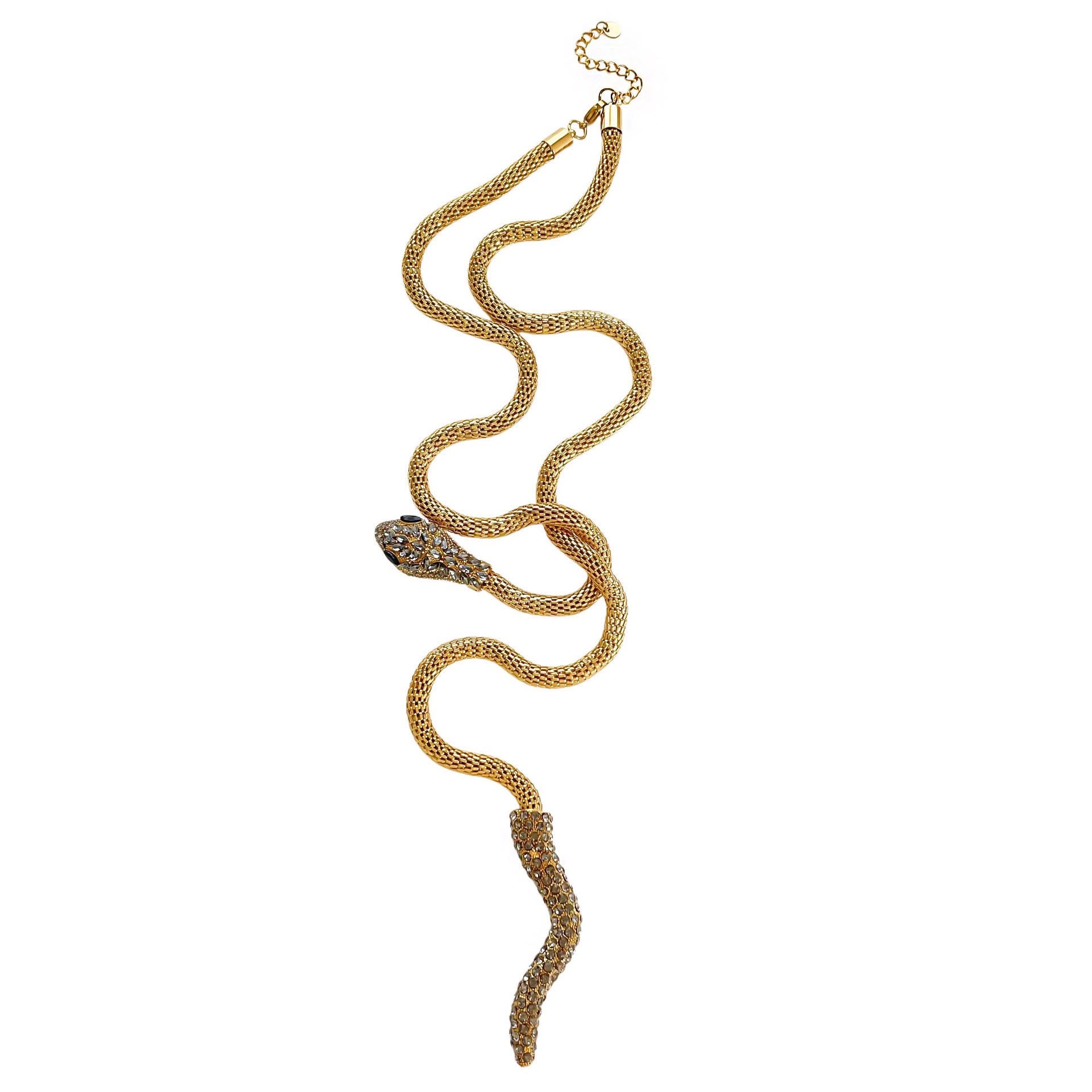 Collana Serpente Gold in acciaio 316L e zirconi