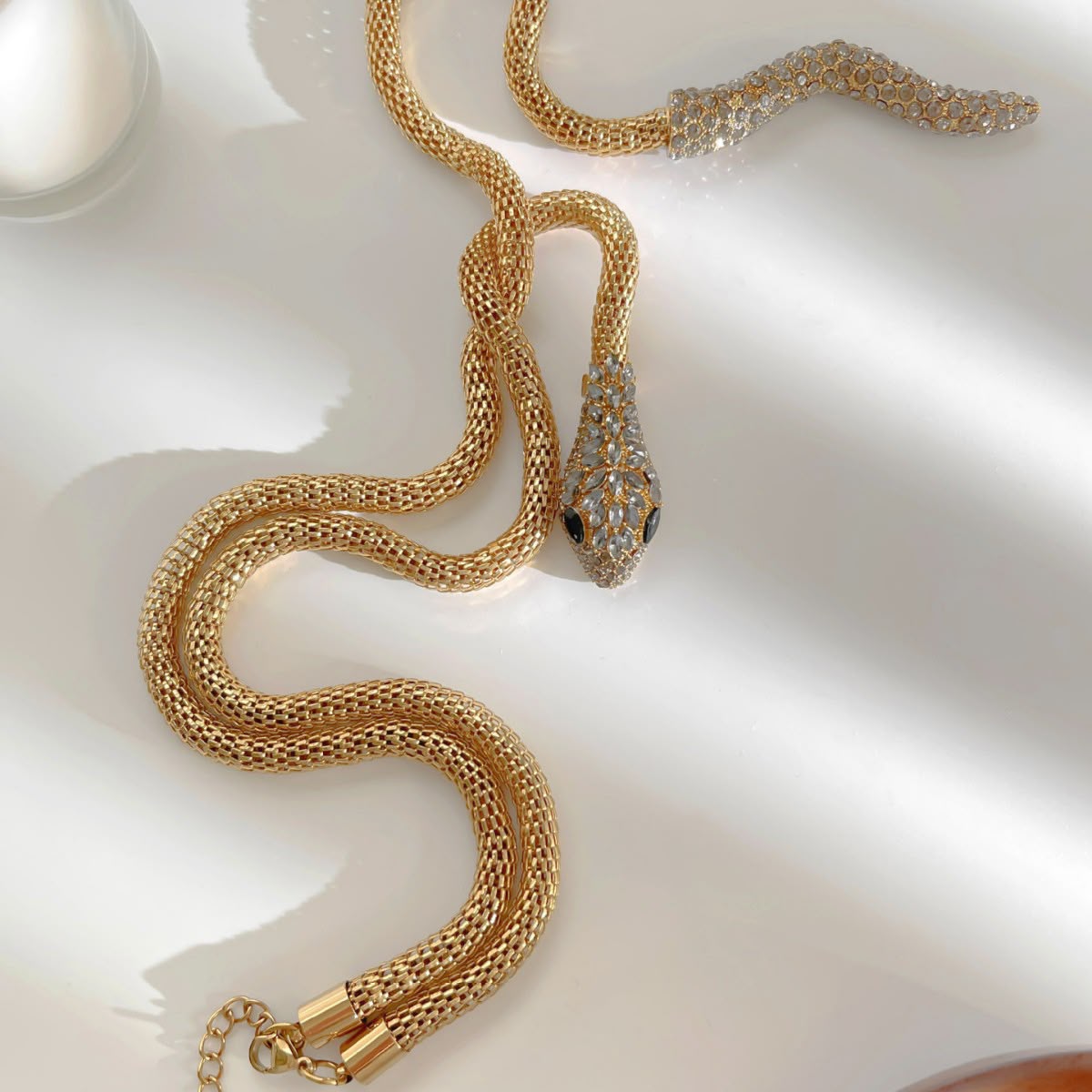 Collana Serpente Gold in acciaio 316L e zirconi