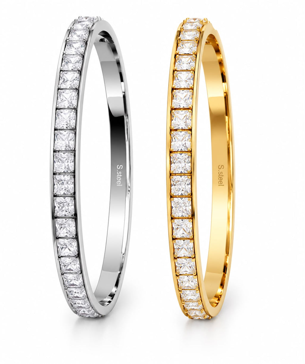 Bracciale Scintilla in acciaio e zirconi chiusura a manetta