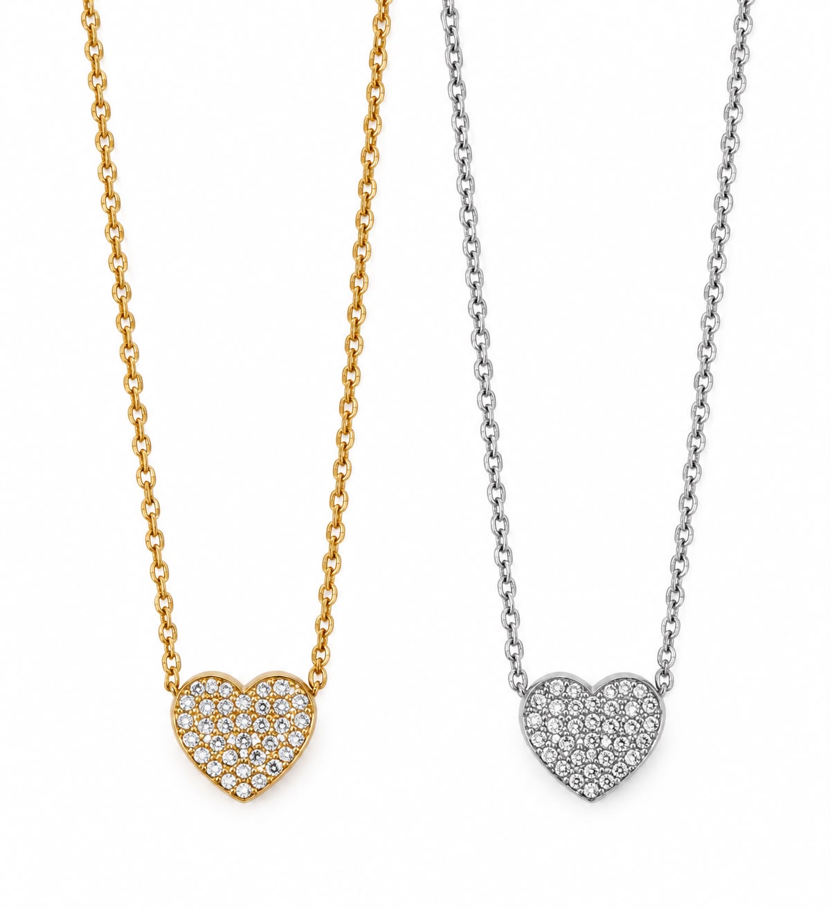 Collana Cuore Pavè in acciaio