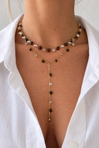 Collana Cristallina Brown in acciaio