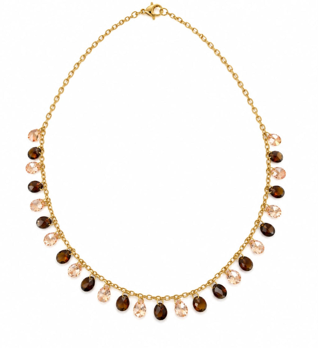 Collana Cristallina Brown in acciaio
