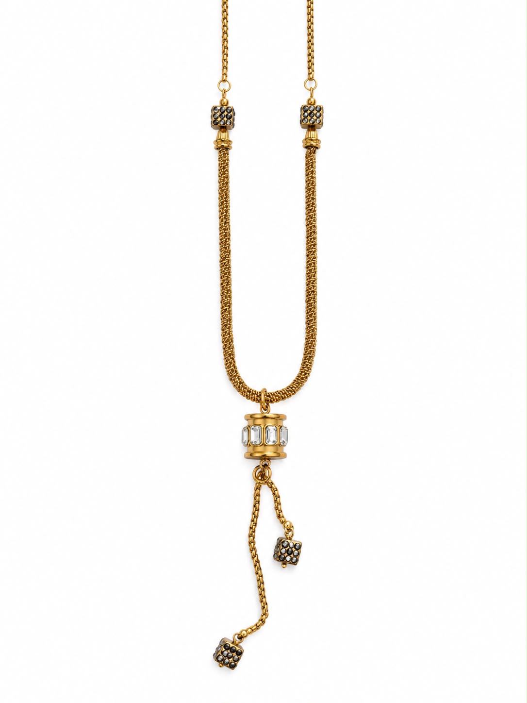 Collana Lumina in acciaio 316L e zirconi lunga 51cm chiusa più 5cm di allungo
