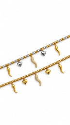 Bracciale Pepita scaramantico sonaglio in acciaio e strass