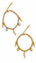 Bracciale Pepita scaramantico sonaglio in acciaio e strass
