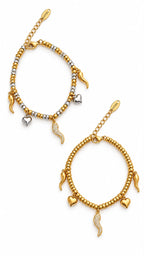 Bracciale Pepita scaramantico sonaglio in acciaio e strass