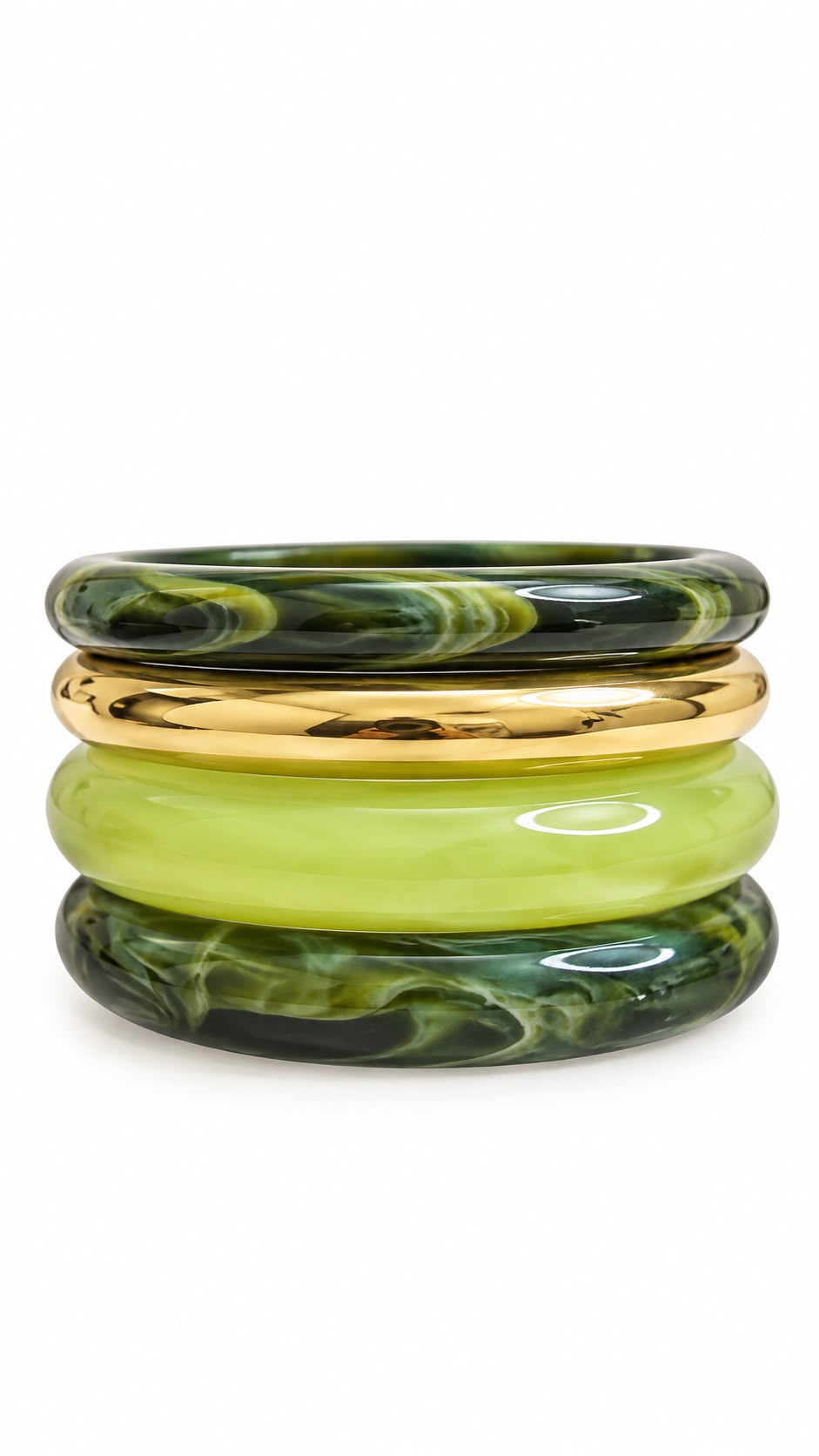 Set bracciali Medea variante verde in resina e acciaio