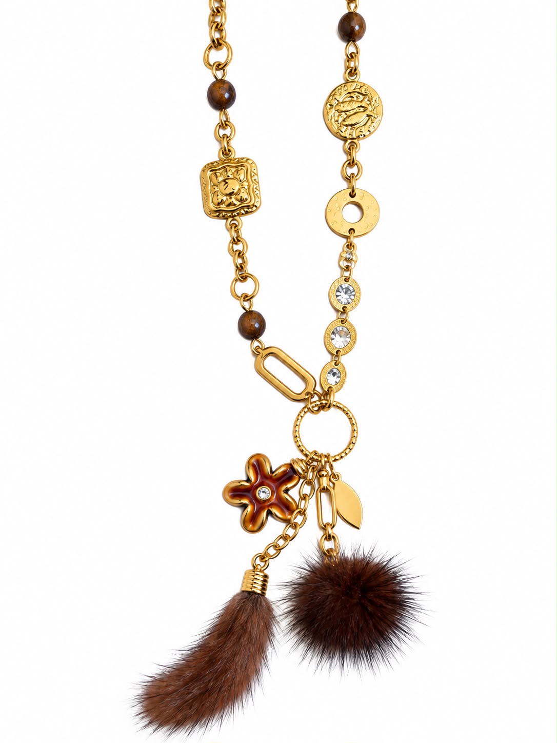 Collana Vivianne in acciaio 316L e eco-fur