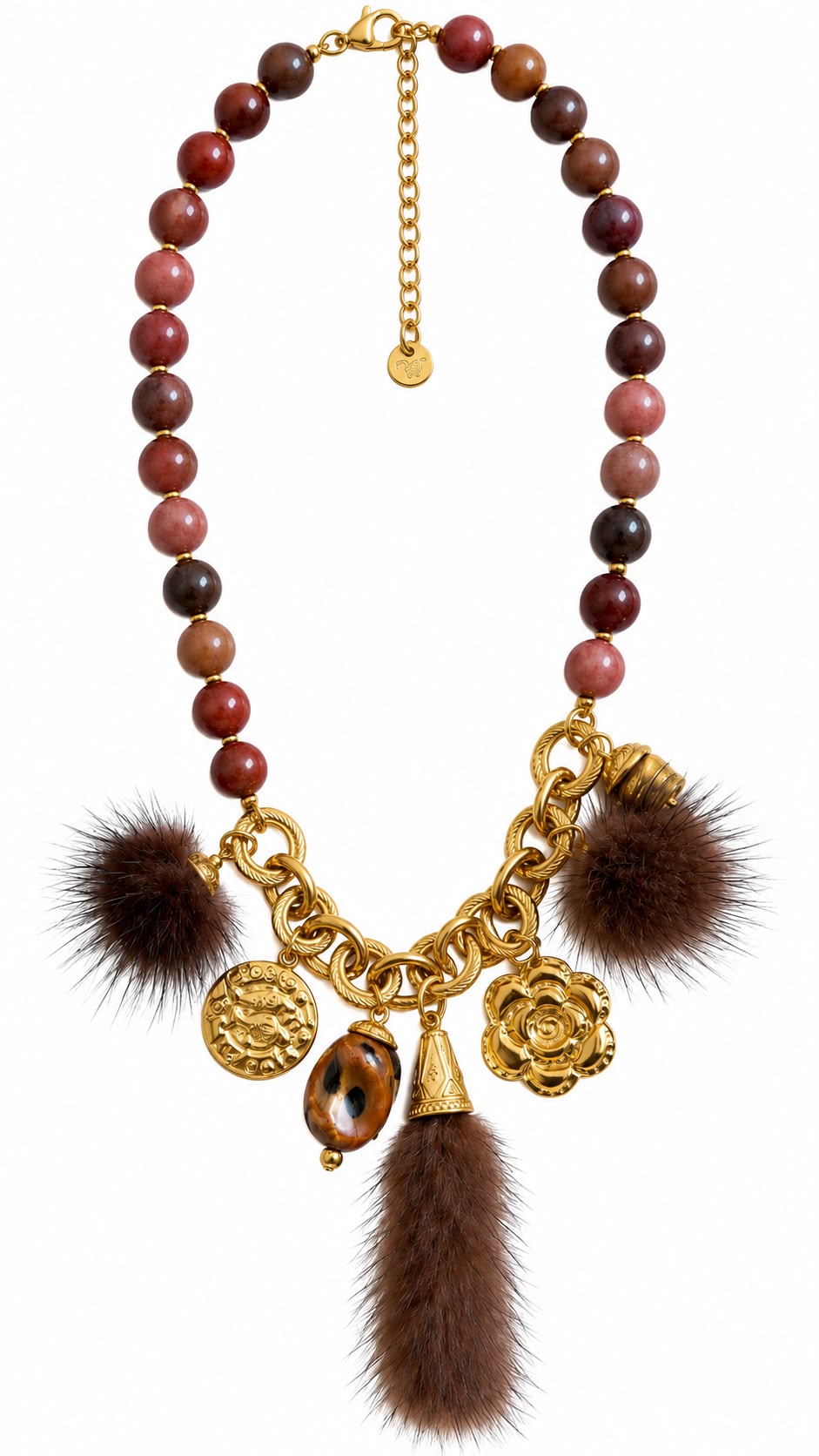 Collana Vivianne Perla in acciaio 316L e eco-fur