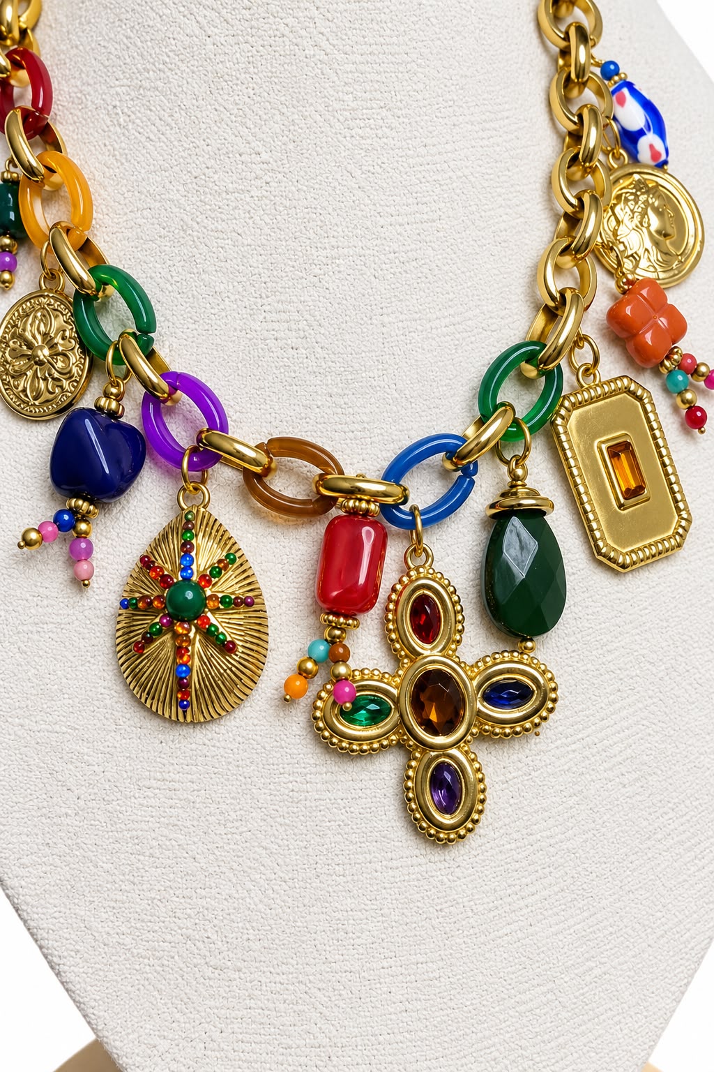 Collana Multicharm color in acciaio 316L