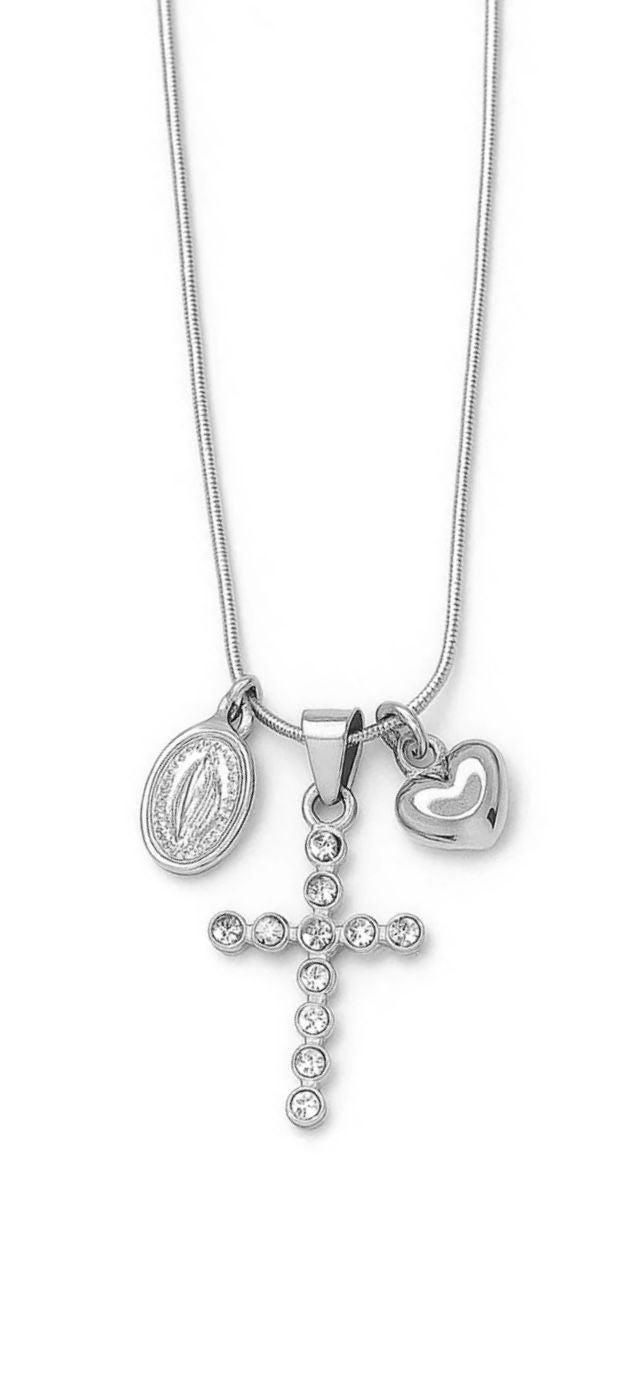 Collana Croce Charm in acciaio