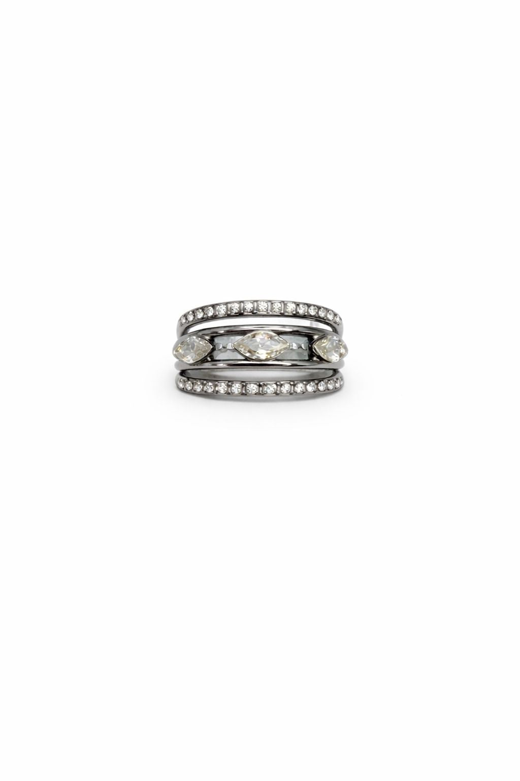 Anello Shine in acciaio e zirconi