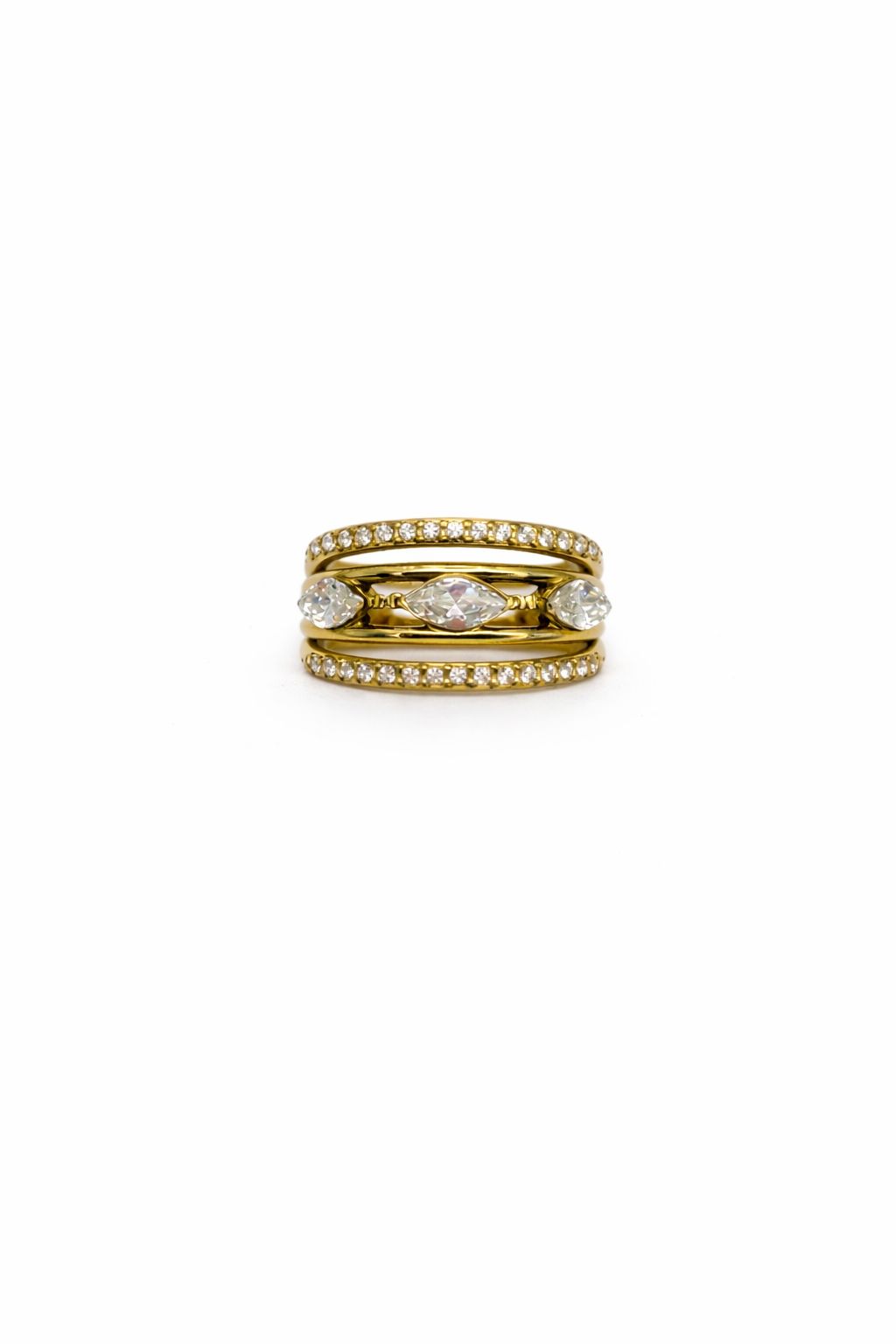 Anello Shine in acciaio e zirconi