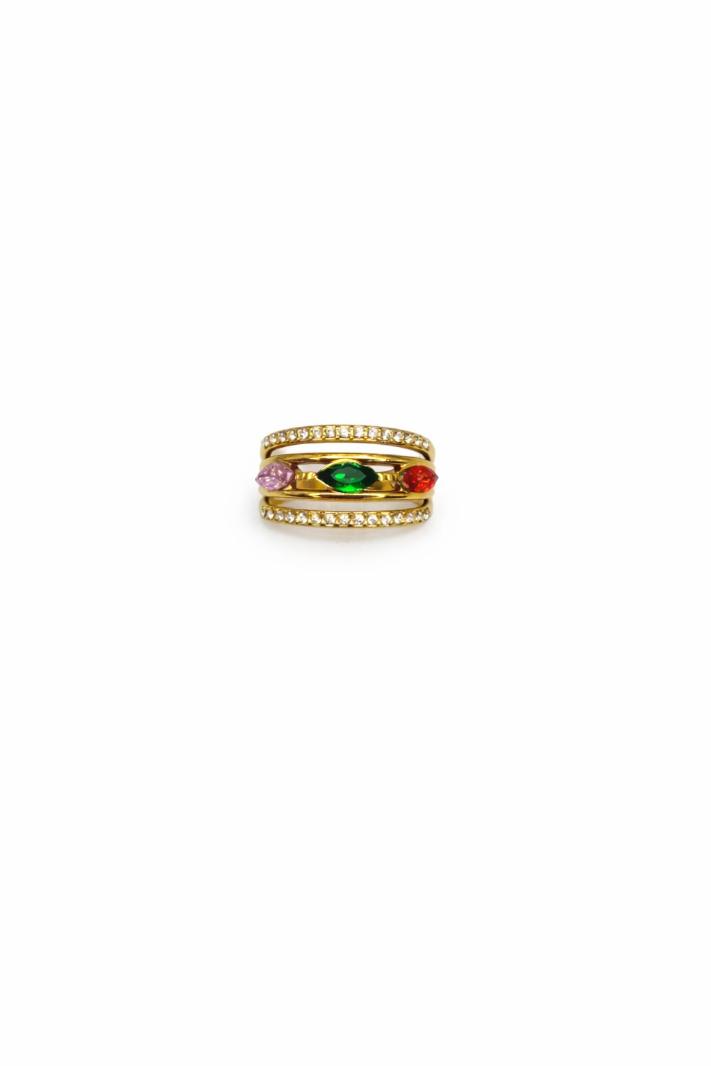Anello Shine in acciaio e zirconi