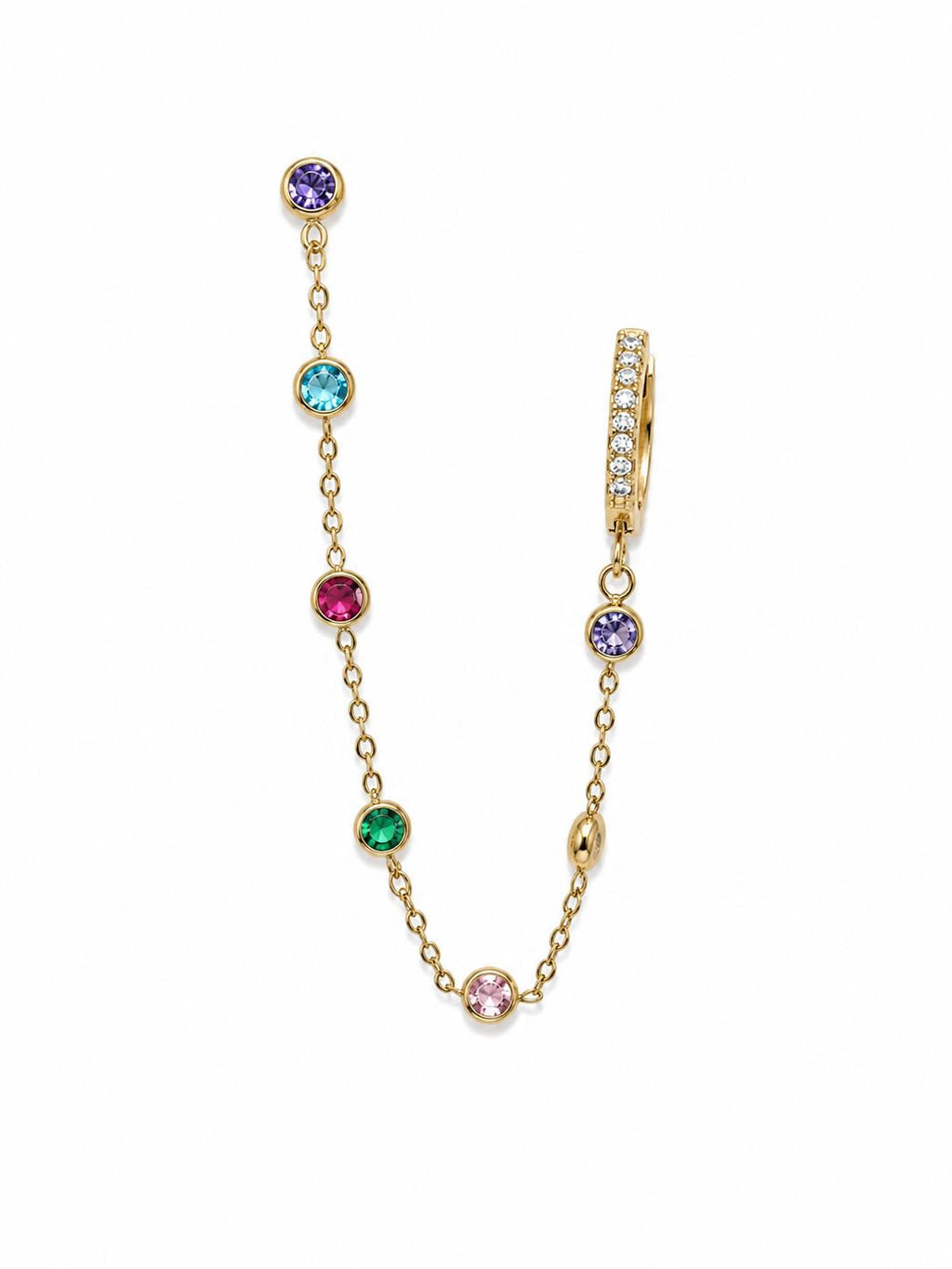 Monorecchino Punto Luce in acciaio e strass multicolor