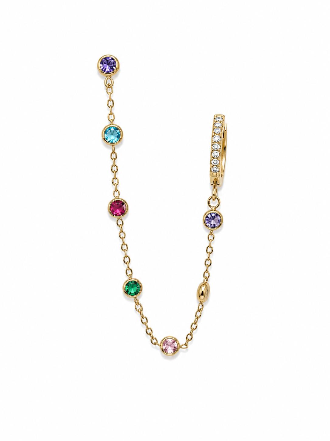 Monorecchino Punto Luce in acciaio e strass multicolor