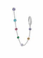 Monorecchino Punto Luce in acciaio e strass multicolor