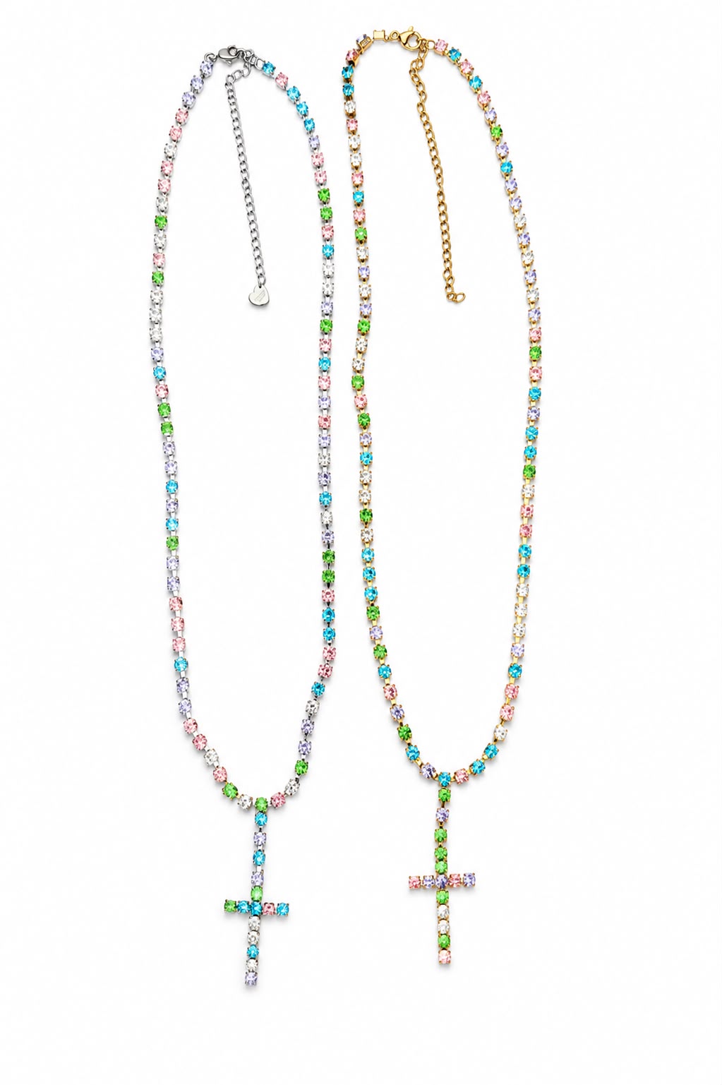 Collana Rosario Zirconi color in acciaio