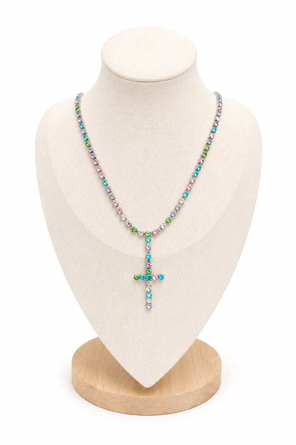 Collana Rosario Zirconi color in acciaio