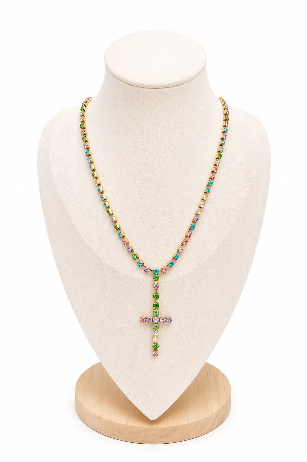 Collana Rosario Zirconi color in acciaio