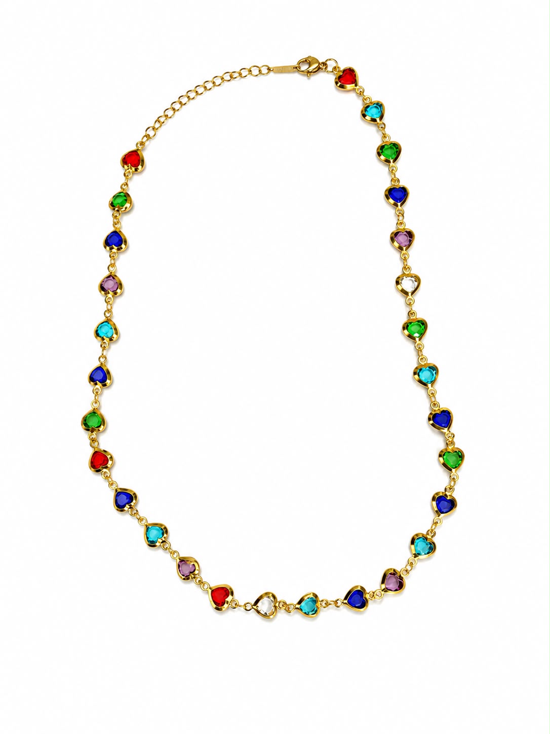 Collana Amorina Cuori Colorati Acciaio Dorata Gold