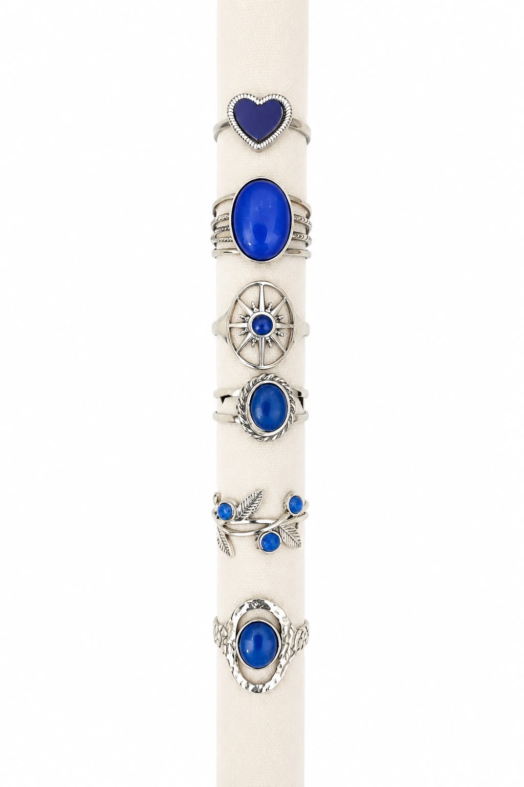 Anello Lapis Silver set di 6 anelli in acciaio inossidabile