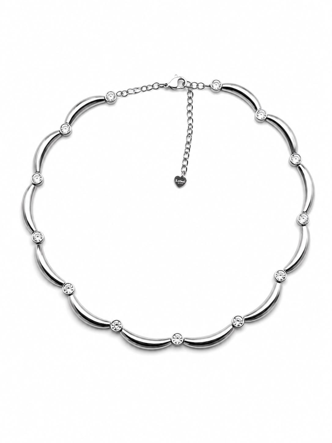 Collana Girocollo Aria in acciaio e zirconi semirigido