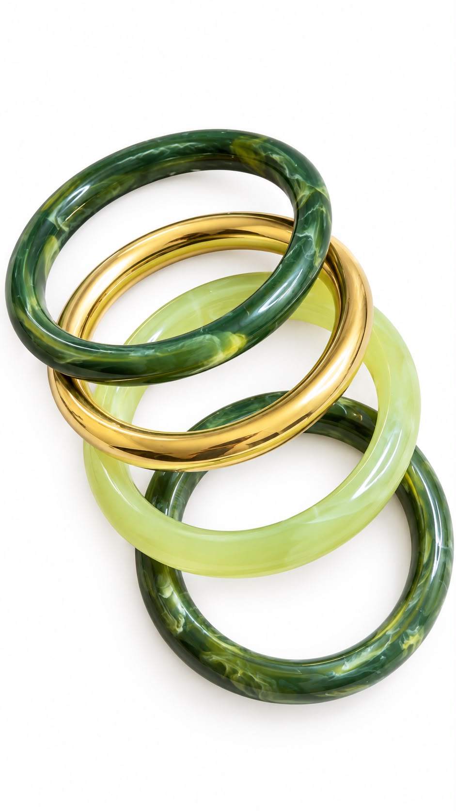 Set bracciali Medea variante verde in resina e acciaio